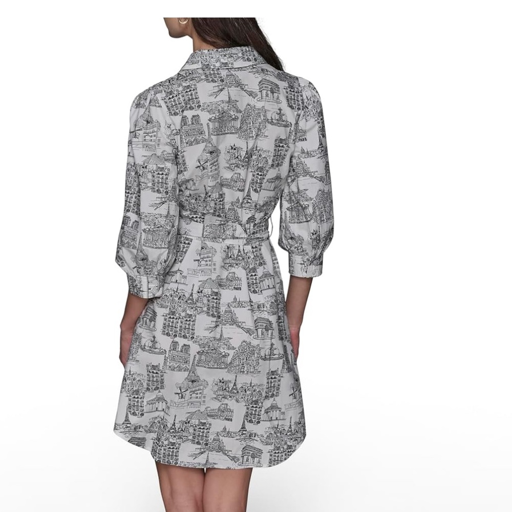 KARL LAGERFELD Women's Button Up Collared Belted Shirt Dress size 12. Nwt - Picture 4 of 9